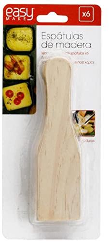 Easy Make CMKU6166 Set 6 ESPÁTULAS Madera 15x4 cm, Holz, Beige, One Size