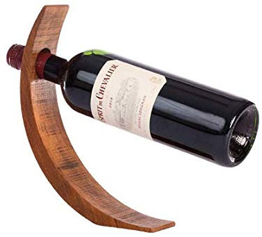 Birsppy Alder Wood Wine Bottle Holder, Stand Balancing a Single Wine Bottle