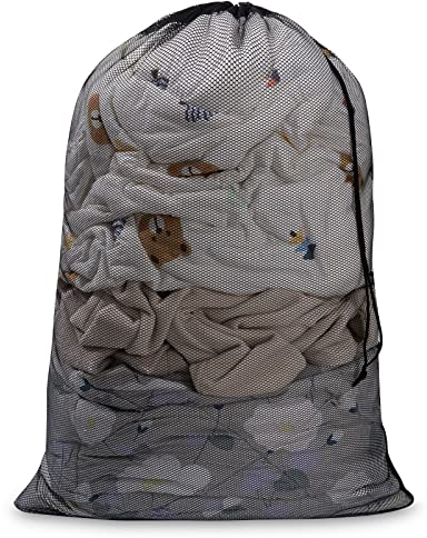 Meowoo 1Pcs Retina per Lavatrice, 70x90 cm Sacchetti Lavatrice Biancheria, Sacchetto di Lavaggio Grandi Coulisse Sacco della Biancheria Borsa della Lavanderia, Vestiti Borse Lavaggio, Nero