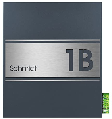 Briefkasten mit Hausnummer und Name graviert MOCAVI Box 141R Postkasten mit Zeitungsfach anthrazit-grau (RAL 7016) inkl. Gravur V4A-Edelstahl