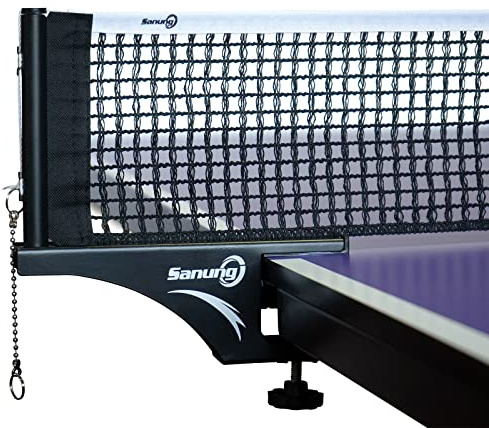 Sanung S405 Thickened Table Tennis Net and Post Set, Professional Foldable High Duty Ping Pong Screw on Clamp Net with Stable Base for Standard Table, Easy to Carry Install
