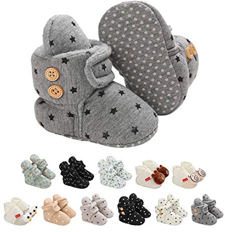 EDOTON Bottines Bébé Unisex, Naissance Hiver Chaud Chaussure Bébé Garçon Fille Premier Pas Bottine Souple Bottes de Neige Bottillons Baptême Chaussons 0-18 Mois