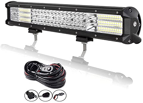 AUXTINGS 18 tum 46 cm 450 W LED-ljusstång 4 rader strålkastare kombo stråle off-road lampor arbetslampa med ledningssele för Jeep-lastbilar SUV ATV UTV båtlampor, 12 V 24 V vattentät