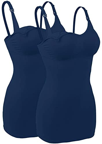 4How Tops d'allaitement Débardeur de Maternité Tank Top Femme Gilet Bleu L(Lot of 2)
