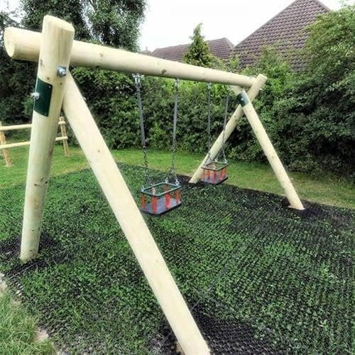 Certified Playground Rubber Safety Grass Mats | Fall Height Tested Shock Absorbing Flooring for Swings, Slides, Trampolines & Play Areas | Non-Slip, Mud Control Mats (120cm x 80cm x 22mm)