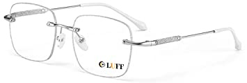 LUFF Occhiali da lettura senza montatura per le donne Luce blu di blocco, Moda lettori di computer in metallo, Occhiali da vista senza montatura Anti Eyestrain
