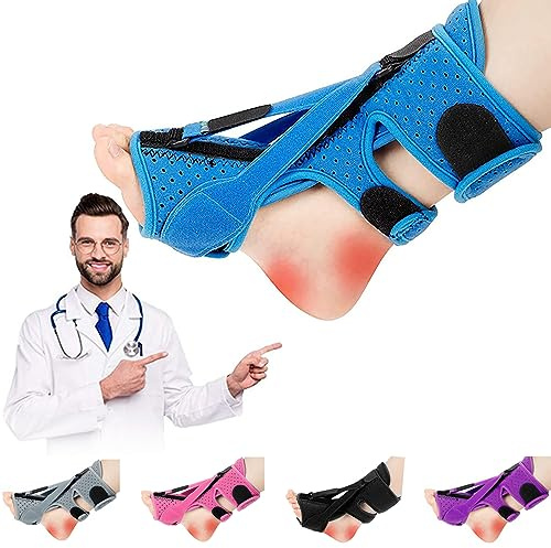 DERJLY Férula Nocturna Para Fascitis Plantar - Nuevo Soporte Ajustable Y Transpirable Para Fascitis Plantar, Para Tendinitis De Aquiles, Caída Del Pie, Problemas En El Talón Del Tobillo (Azul)