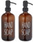 Relaxdays Glas Seifenspender, 2er Set, Edelstahl-Pumpkopf, nachfüllbar, Bad, Küche, Flüssigseifenspender, 500 ml, braun
