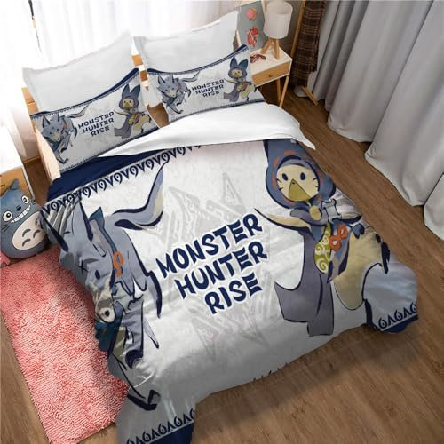 Ste-X Bettbezug-Set Monster Hunter – Premium 1600 Ultra-Soft T – Leicht – Kühlender Bettbezug – Bettwäsche Mit 2 Kissenbezügen (135x200cm,MH 06)