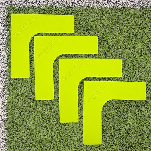 FORZA Pitch Line Marker Corners | Pack of 4 Ultra Durable Rubber Markers - Ideal for Pitch Boundary Marking [9 Colour Options] (Fluro Yellow)