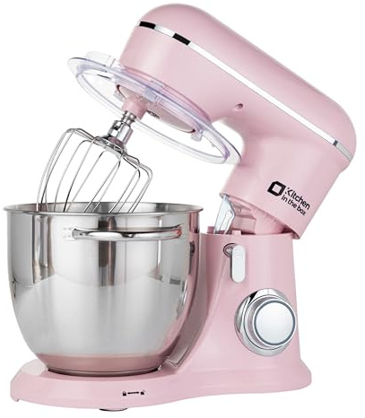 Kitchen in the box Stand Mixer, 6L Electric Food Mixer with 10 Speeds, 1300W Kitchen Appliance for Home Baking, Colorful Design Baking Tool for Bread Dough Cake with Dough Hook, Whisk, Beater (Pink)