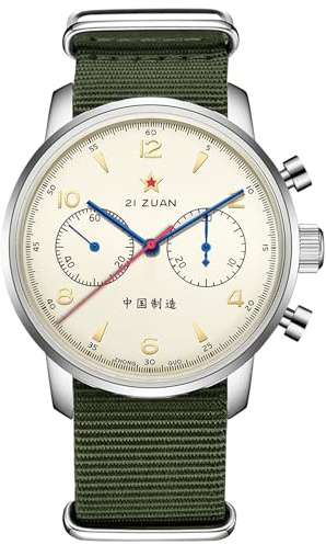 SEAKOSS Retro-Chronograph 1963 Original Seagull ST1901 Movement Men Mechanical Watch Hand Winding Sapphire & Acrylic Mirror Pilot Wristwatch, 42mm-Sapphire Gooseneck
