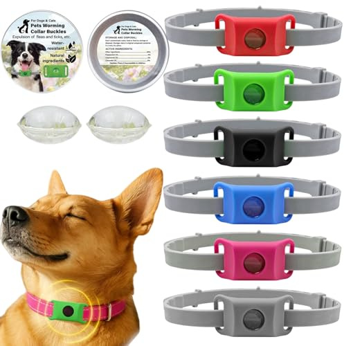 Collare Antiparassitario Naturale per Cani contro Pulci e Zecche, Ciondolo Repellente con 2 Capsule, Compatibile Air Tag, Regolabile, Senza Contatto Diretto con la Pelle (B)