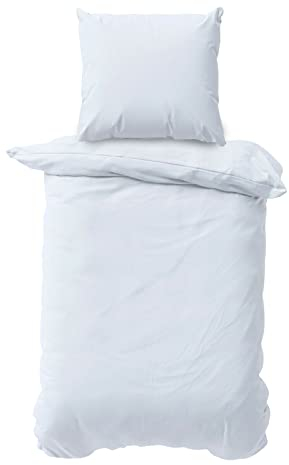 Class Home Collection Bettwäsche 135x200 Baumwolle – 2-teiliges Bettwäsche-Set mit Reißverschluss, Bettbezug + Kissenbezug 80x80 cm, Ganzjahres-Bettwäsche, Uni Weiß