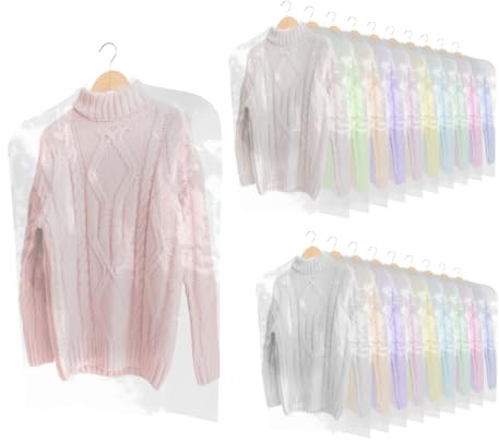 JJOnlineStore - 20 Pezzi Buste per Indumenti | Antitarme per Armadi Vestiti | Buste Copriabiti Trasparenti | Impermeabile Borsa Porta Abiti Da Viaggio Copriabiti Antipolvere (Spessore Calibro 100)