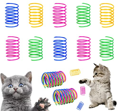 AIMICOCA Cat Spring Toy(100 Pack), Interactive Cat Toy, Lightweight Durable Plastic, BPA-free Colorful Cat Plastic Coil for Swatting, Biting, Hunting(Random Color)