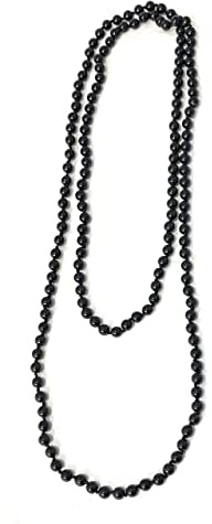 Caprilite 150cm Long multi layer Pearl Necklace Beaded Chain Wedding Bridal Gift UK (Black)