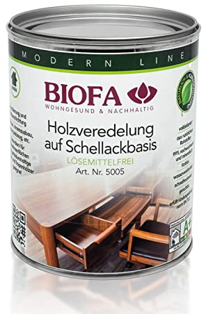BIOFA Holzveredelung auf Schellackbasis 5005 Grundierung und Endbeschichtung farblos 1,00L
