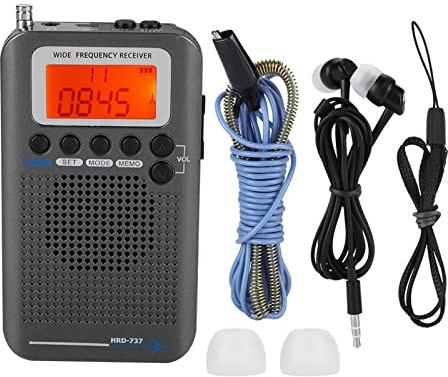 Akozon Portable Handheld VHF Band Radio Receiver with LCD Display FM/AM/CB/Air Access
