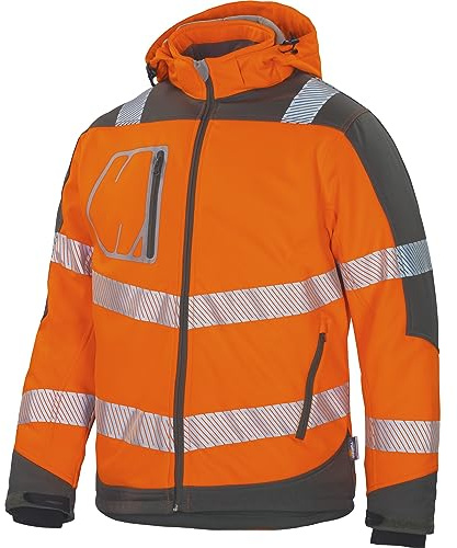 Vizwell Winter Softshelljacke Warnschutz Jacke Winterjacke leuchtorange-grau (as3, alpha, x_l, regular, regular, XL)