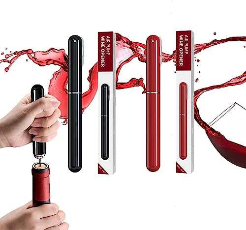 Crazy Bean Luftpumpe Weinöffner Tragbare Wein Luftdruck Flaschenöffner Korkenzieher Rotwein Weinpumpe Verbesserter Schwarz+Rot Einheitsgröße