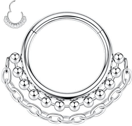 AROWRO Septum Rings Septum Clicker Septum Nose Rings Silver Daith Conch Smiley Orbital Helix Piercing Jewelry Septum Jewelry 16G Septum Daith Jewelry Nose Rings 10mm Nose Rings Hoops