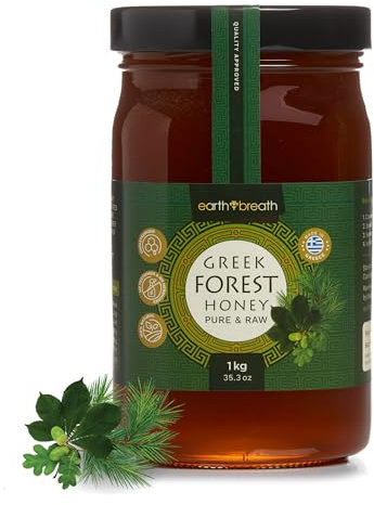 Earthbreath Raw Greek Forest Honey 1kg - Pure Raw Natural Honey from Greece, Unfiltered, and Unpasteurized Honeydew Honey, Perfect Greek Honey for Cereal, Toast, Porridge, & Pancakes
