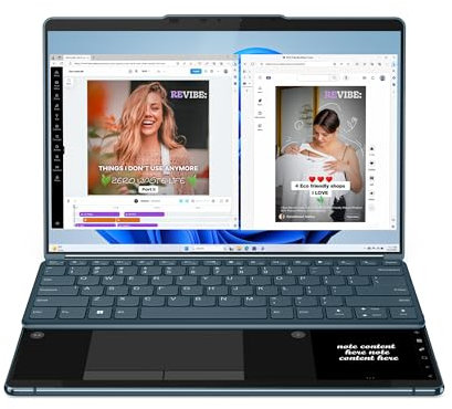 Lenovo Yoga Book 9 Gen 9 – Ordenador Portátil AI PC Convertible Doble Pantalla Táctil 13.3 2.8K OLED (Intel Core Ultra 7 155U, 16GB RAM, 1TB SSD, Wi-Fi 6E, Win 11) Teclado QWERTY Español, Tidal Teal