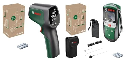Bosch Infrarotthermometer UniversalTemp (-30°C…+500°C, präzise, 3 Materialgruppen) und Inspektionskamera UniversalInspect (Ø8 mm, farbige Bildaufnahmen, 0,95 m flexibles Kabel, integriertem Speicher)