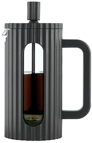 Klausberg Teezubereiter Kaffeebereiter French Press 350ml / 3 Tassen, Kaffeepresse Edelstahl filter, Kaffeekanne, Glas Teekanne, Teebereiter, Spülmaschinenfest Teekocher, matt Schwarz (KB-7741)