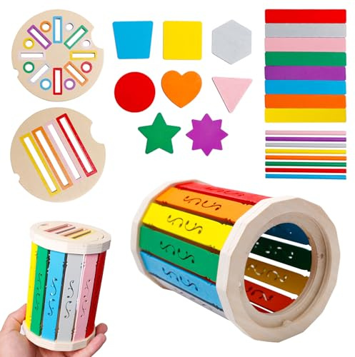 Bofanze Juguete Montessori de Madera para Apilar, para niños de 1 a 3 años, Juego Madera para Clasificación de Formas y Colores, Coordinación Mano-Ojo y Desarrollo de la Concentración