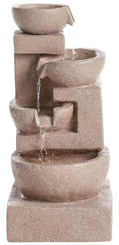 Fontaine de Jardin en Résine Accessoire Extérieur Cascade Marron Clair Vallesinella