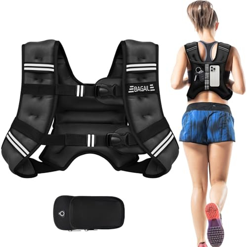 BAGAIL gilet lesté pour musculation, gilet lesté de 8 kg et poche pratique, idéal pour les entraînements, le yoga et les exercices d'aérobic.