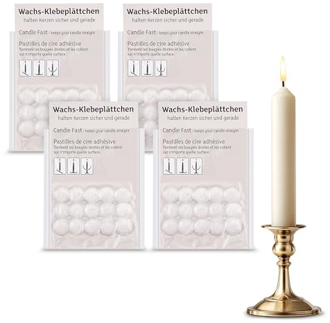 Alluvo Juego de 60 placas adhesivas de cera reutilizables para velas