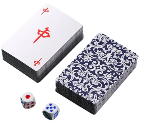 Mahjong -Karten - Chinesisches Traditionelles Brettspiel | Ruhiges Chinesisches Tischspiel Mit Würfel | Leichtes Papier Mahjongs Kartenspiel Set Für Neujahrsparty -Erholung, Neuheiten Spielen Karten F