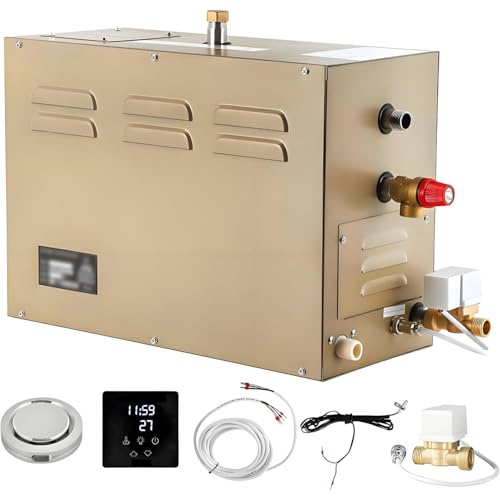 COAKUE 3-kW-Dampfduschen-Generator-Set für 2 m³ große Räume, 35–55 °C, 30 Min. bis 12 Stunden mit automatischer Abflusswanne für Bad, Sauna, SPA und Badezimmer zu Hause 3kW