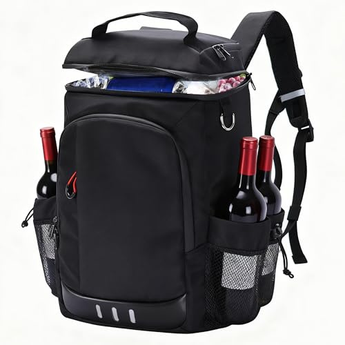 Zaino termico da campeggio, capacità 24 l, design impermeabile per spiaggia, pesca, picnic, viaggi, barbecue (nero)