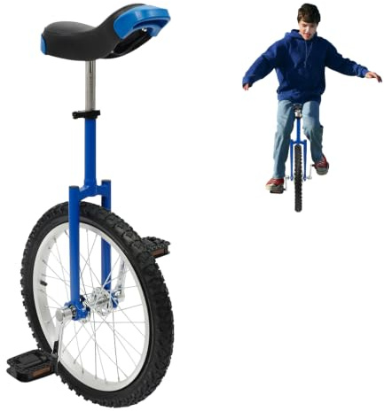 LKHDONG Unicycle Vélo Unicycle 18 Unisexe Entraînement Équilibre Vélo Monocycle avec poignées Hauteur réglable 73-85 cm Charge max. 75 kg (Bleu)