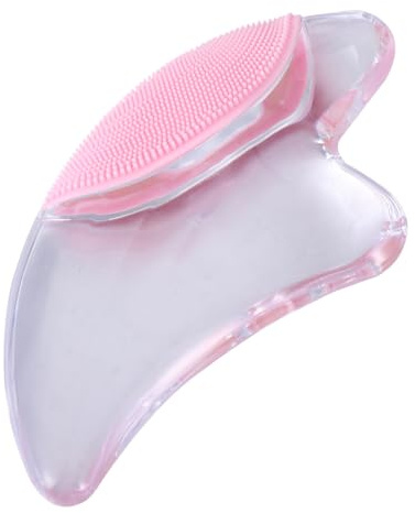 jojofuny Kristall Gua Sha Platte aus Kunstharz Transparent mit Glatten Kanten für Gesichtsabschabung und Hautmassage Rosa Gesichtsreinigungs und Therapiewerkzeug