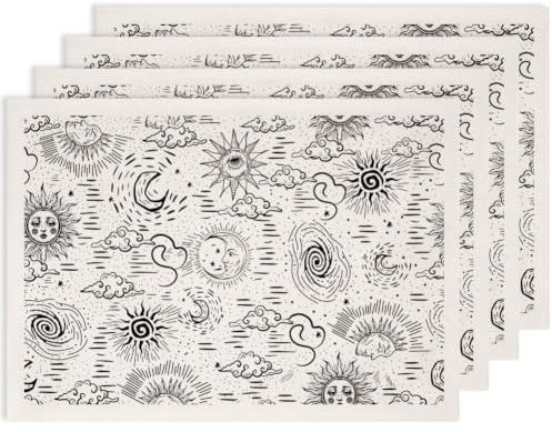 SUPERDANT 4 pegatinas de cerámica grandes recortables, 52 × 37 cm, sol, luna, nube, papel deslizante, para cerámica hecha a mano y uso profesional en estudio, color negro