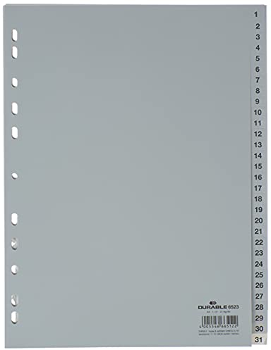 Durable Hunke & Jochheim Register 1 - 31 (PP DIN A4 215/230 x 297 mm) 31 Blatt grau