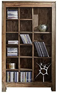 MASSIVMOEBEL24.DE Nature Grey CD-DVD Regal #58 Sheesham, Farbe:grau geölt, Größe:65x18x110 cm (BxTxH)