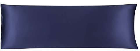 sourcing map Taie de Traversin Housse de Traversin Taie d'oreiller Corps en Satin Soyeux pour Cheveux Peau Résistant au Lavage Marine 51x152cm