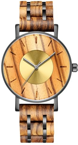 RORIOS Wooden Men Watch Analogue Quartz Watches Vintage Lightweight Watches Natural Wood Wristwatch for Men