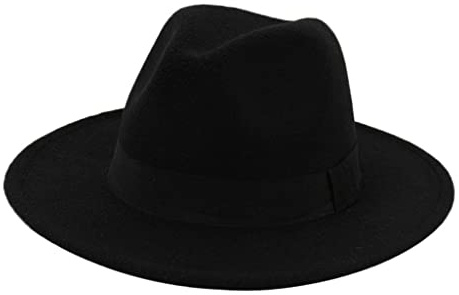 Perfeclan Sombrero Fedora de Moda para Hombre, Cinturón Transpirable, Ala, Fieltro, Invierno, Negro