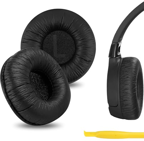 Geekria Leatherette Replacement Ear Pads for JBL JR300, JR300BT, T450BT, T500BT, Tune 500, Tune 500BT, Tune 510BT, Tune 520BT Headphones, Ear Cushions with Video Guide (Black)
