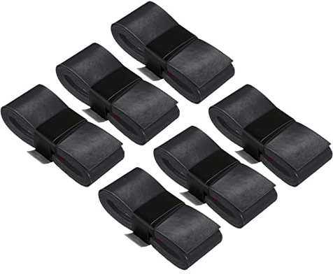 PATIKIL 43.3 Nastro Impugnatura Racchetta Tennis 6 Pezzi PU Overgrip Elasticizzato Antiscivolo Assorbe Sudore per Badminton Canna Pesca Nero