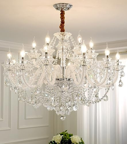 Durahonn Clear Crystal Chandelier, K9 Crystal 18 Lights, E12 Bulbs, Modern Ceiling Lamp for Living Room, Bedroom, Dining Room, UL-Listed, Easy to Install (18-Light)
