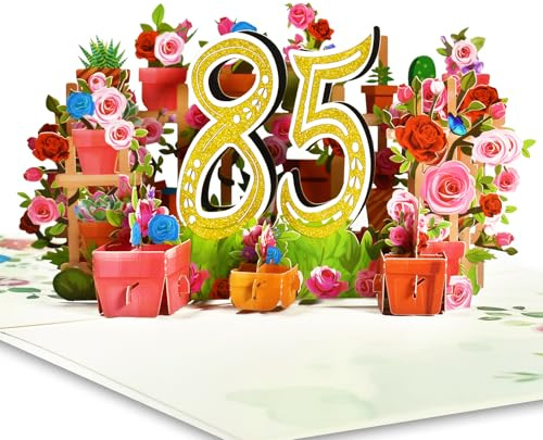 GREETING ART Tarjeta de cumpleaños pop up, 85 cumpleaños, tarjeta de nacimiento pop up, tarjeta de felicitación de cumpleaños, tarjeta de felicitación de aniversario 85 cumpleaños
