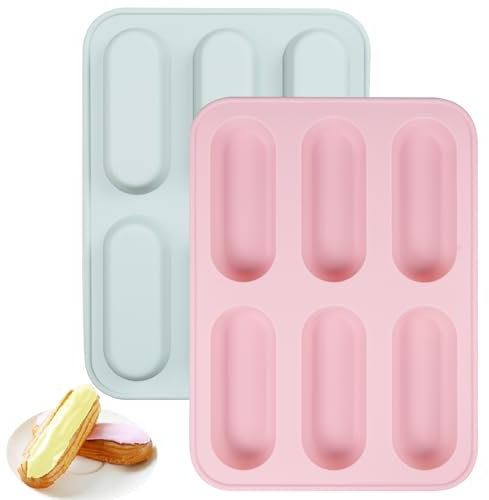 Mispudin 2 Pièces Mini Moule à Pain en Silicone, Moule à Petite Baguette, Moule Petit Pain, 6 Grilles, Antiadhésif, pour Pain Français, Mini Gâteaux, Pain, Pain de Viande